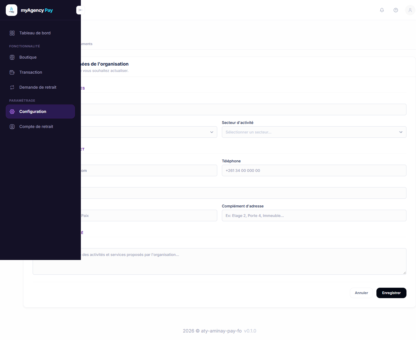 Configuration — <strong>MyAgency Pay</strong>